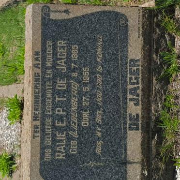 JAGER Ralie E.P.T., de nee LIEBENBERG 18?5-1955