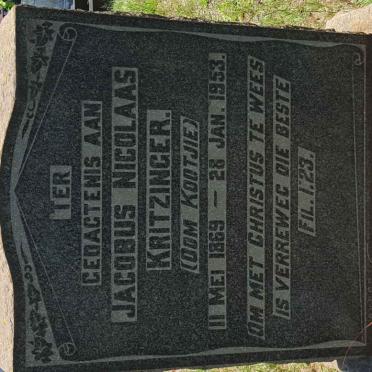 KRITZINGER Jacobus Nicolaas 1869-1953