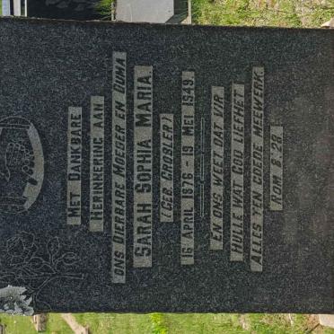 KRITZINGER Sarah Sophia Maria nee GROBLER 1876-1949