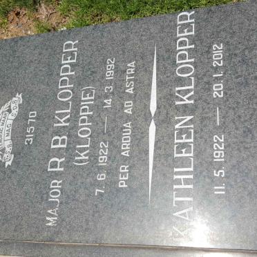 KLOPPER R.B. 1922-1992 &amp; Kathleen 1922-2012