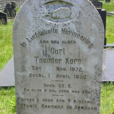 KORB Carl Theodor 1872-1923 &amp; Elizabeth Magdalena SMIT 1873-1918