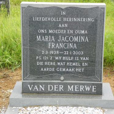 MERWE Maria Jacomina Francina, van der 1938-2003