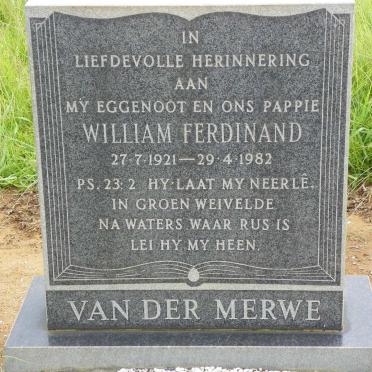 MERWE William Ferdinand, van der 1921-1982