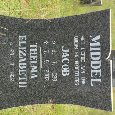 MIDDEL Jacob 1929-2003 &amp; Thelma Elizabeth 1932-