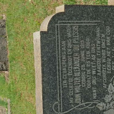 PLESSIS John Walter Alexander, du 1913-1960