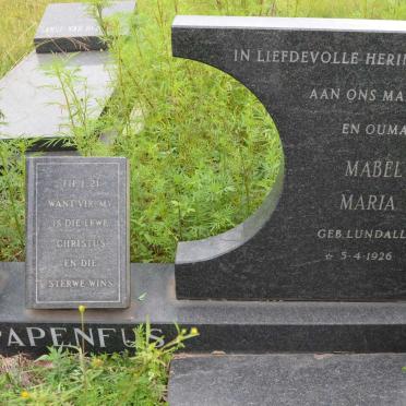 PAPENFUS Jacobus Nicolaas 1929-1982 &amp; Mabel Maria LUNDALL 1926-
