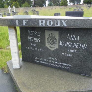 ROUX Jacobus Petrus, le 1908-1978 &amp; Anna Margaretha 1926-