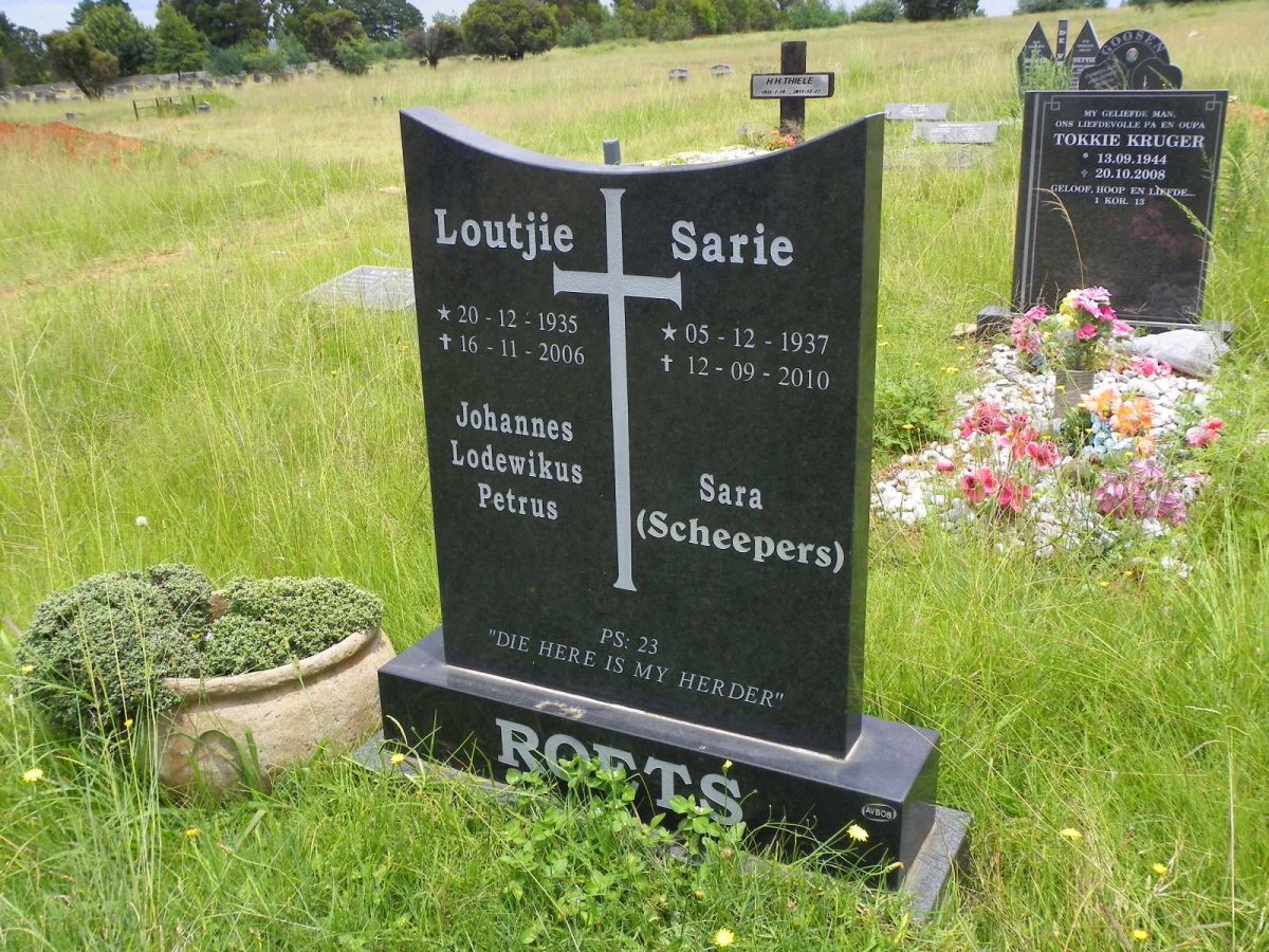 ROETS Johannes Lodewikus Petrus 1935-2006 &amp; Sara SCHEEPERS 1937-2010