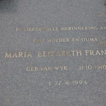 RENSBURG Marthinus, Janse van 1901-1985 &amp; Maria Elizabeth Francina VAN WYK 1910-1994