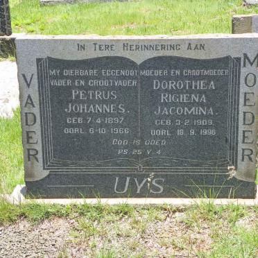 UYS Petrus Johannes 1897-1966 &amp; Dorothea Rigiena Jacomina 1909-1996