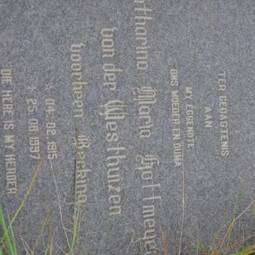 WESTHUIZEN Catharina Maria Hoffmeyr, van der voorheen BECKING 1915-1997