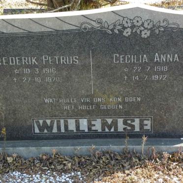 WILLEMSE Frederik Petrus 1916-1970 &amp; Cecilia Anna 1918-1972