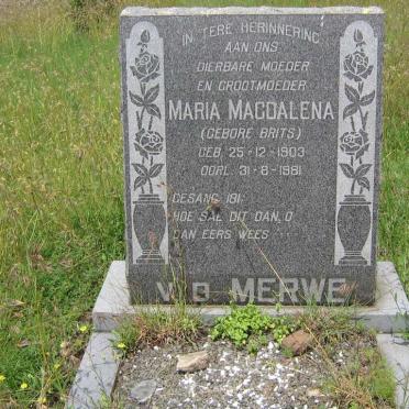 MERWE Maria Magdalena, v.d. nee BRITS 1903-1981