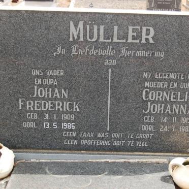 MULLER Johan Frederick 1909-1986 &amp; Cornelia Johanna 1915-1982