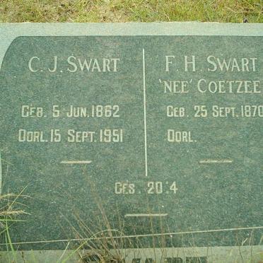 SWART C.J. 1862-1951 &amp; F.H. COETZEE 1870-