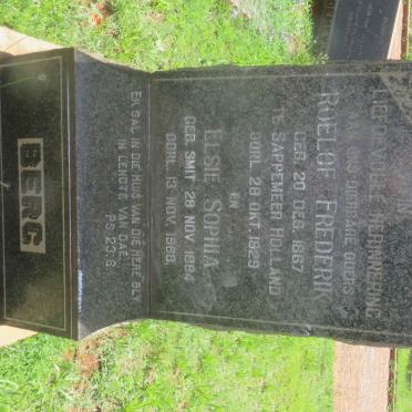 BERG Roelof Frederik 1867-1929 &amp; Elsie Sophia SMIT 1884-1968