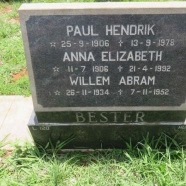 BESTER Paul Hendrik 1906-1978 &amp; Anna Elizabeth 1906-1992 :: BESTER Willem Abram 1934-1952