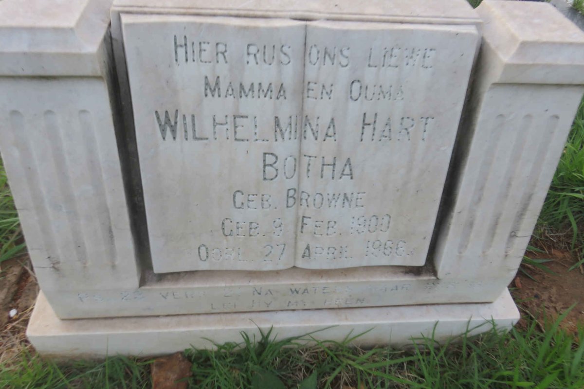 BOTHA Dirk Jakobus Gerhardus Stephanus 1890-1940 &amp; Wilhelmina Hart BROWNE 1900-1966