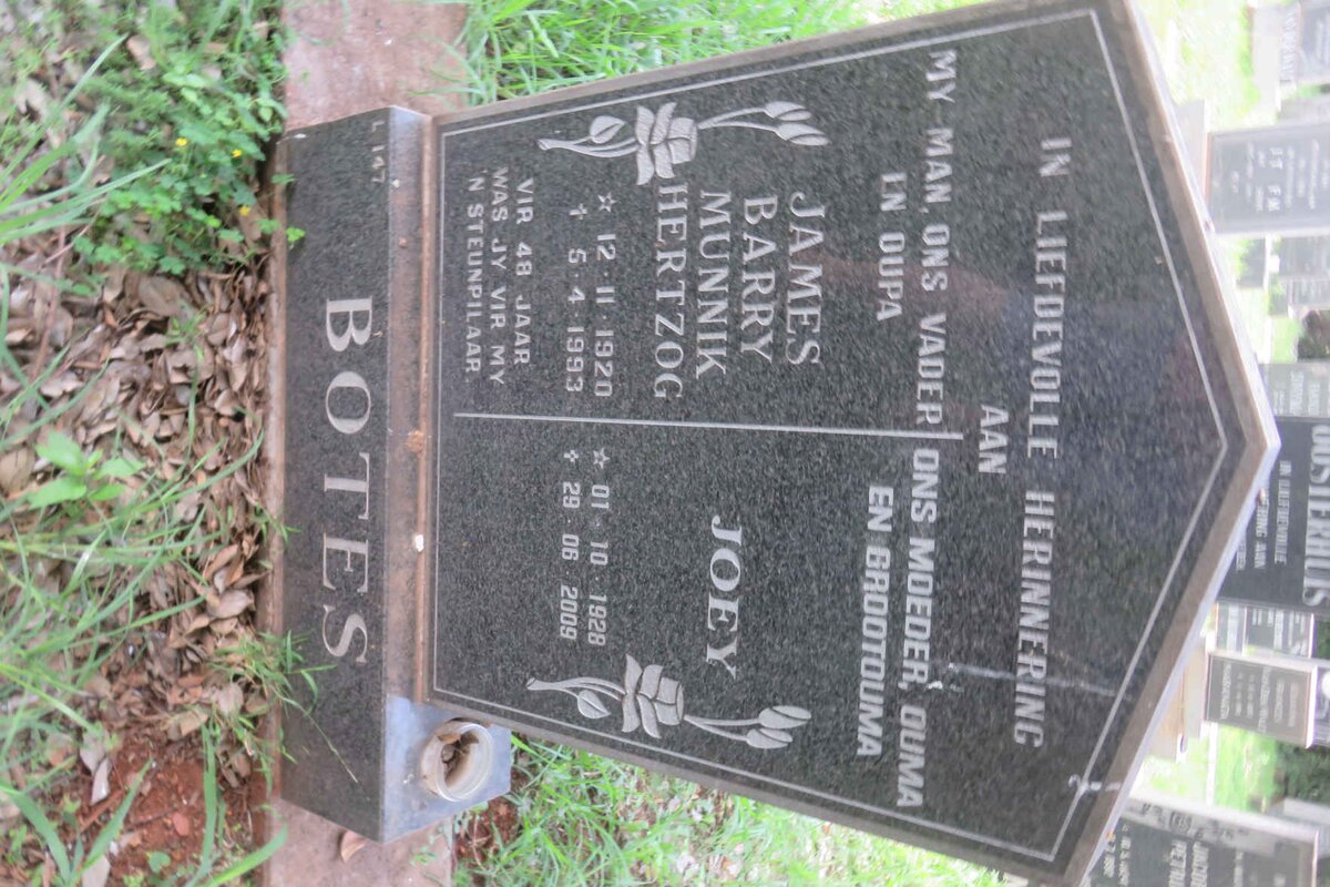 BOTES James Barry Munnik Hertzog 1920-1993 &amp; Joey 1928-2009