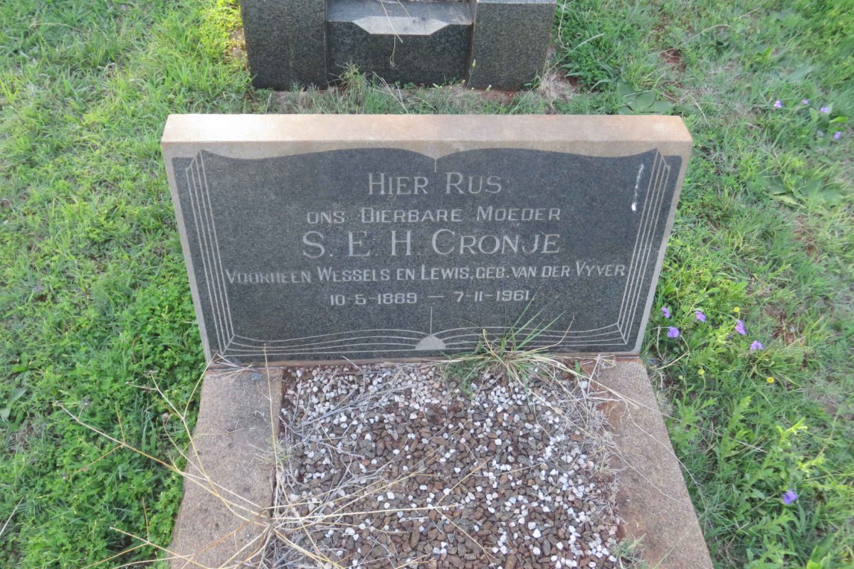CRONJE S.E.H. previously WESSELS previously LEWIS nee VAN DER VYVER 1889-1961