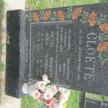 CLOETE Pieter Jozua 1920-1996 &amp; Magrieta Petronella 1927-1999