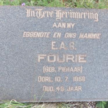 FOURIE E.A.G. nee PIENAAR -1958