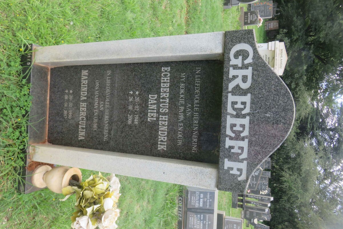 GREEFF Echbertus Hendrik Daniel 1948-2006 &amp; Marinda Herculina 1950-2017