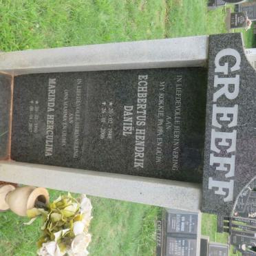 GREEFF Echbertus Hendrik Daniel 1948-2006 &amp; Marinda Herculina 1950-2017