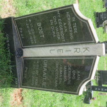 KRIEL Boet 1934-1998 &amp; Graatjie 1938-2003