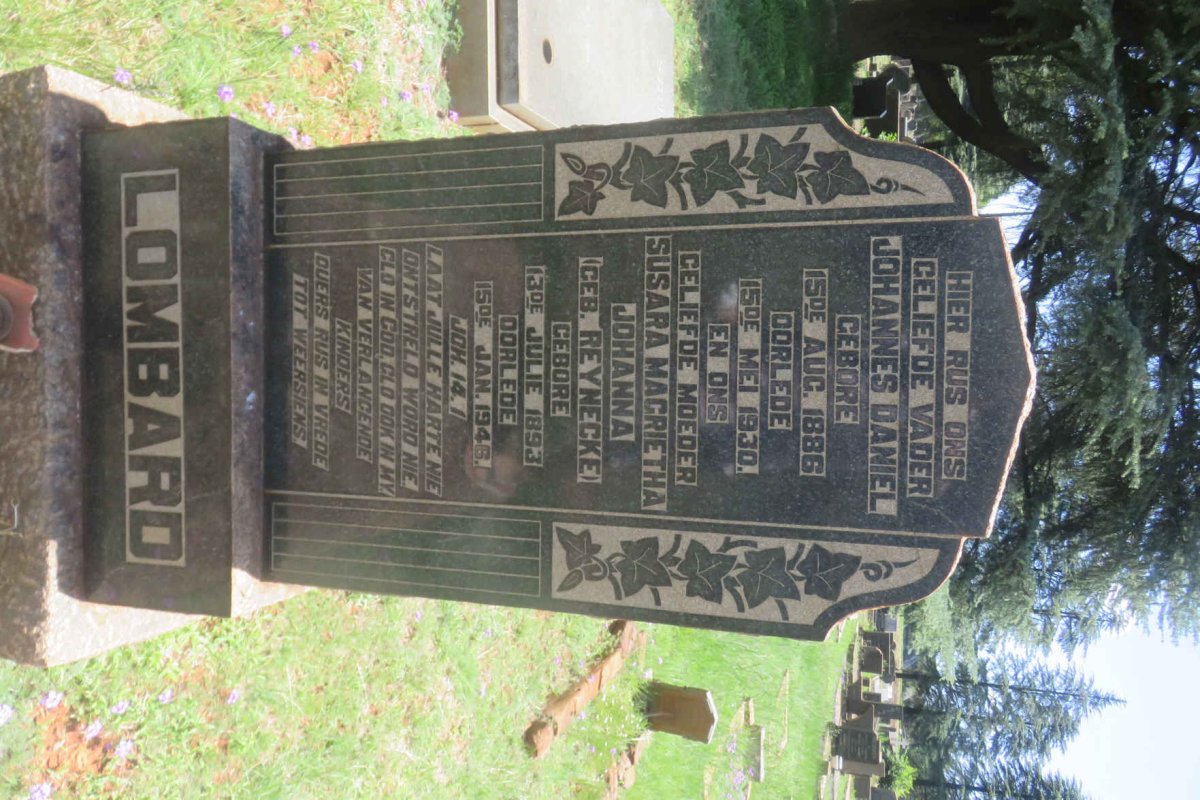 LOMBARD Johannes Daniel 1886-1930 &amp; Susara Magrietha Johanna REYNECKE 1893-1946