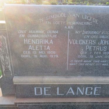 LANGE Volckers Johannes Petrus, de 1899-1955 &amp; Hendrika Aletta 1908-1979