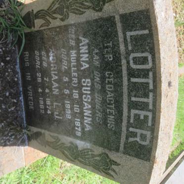 LOTTER Adriaan L.J. 1874-1962 &amp; Anna Susanna MULLER 1878-1939