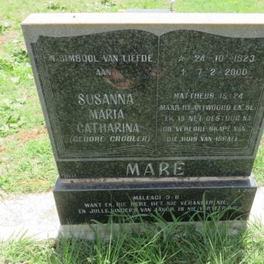 MARE Susanna Maria Catharina nee GROBLER 1923-2000