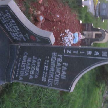 MARITZ Francois Hendrikus 1936-2006 &amp; Jacoba Maria Christina 193?-