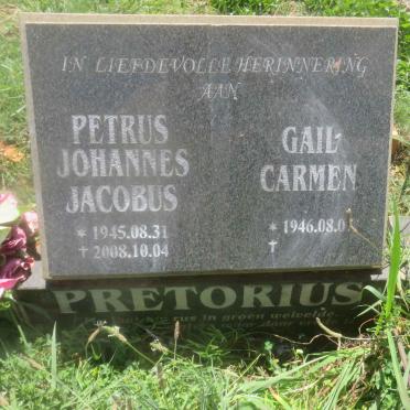 PRETORIUS Petrus Johannes Jacobus 1945-2008 &amp; Gail Carmen 1946-
