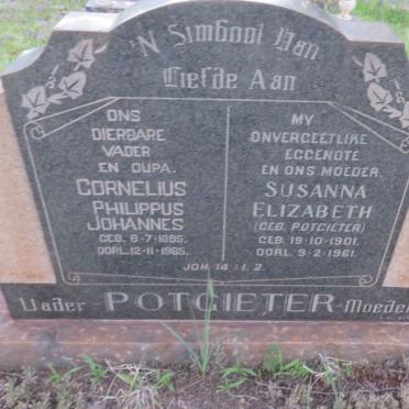 POTGIETER Cornelius Philippus Johannes 1885-1965 &amp; Susanna Elizabeth POTGIETER 1901-1961