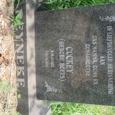 REYNEKE Cuckey nee ROETS 1912-2001
