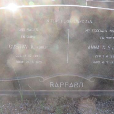 RAPPARD Gustav A. 1883-1974 &amp; Anna C.S. FOURIE 1889-1970