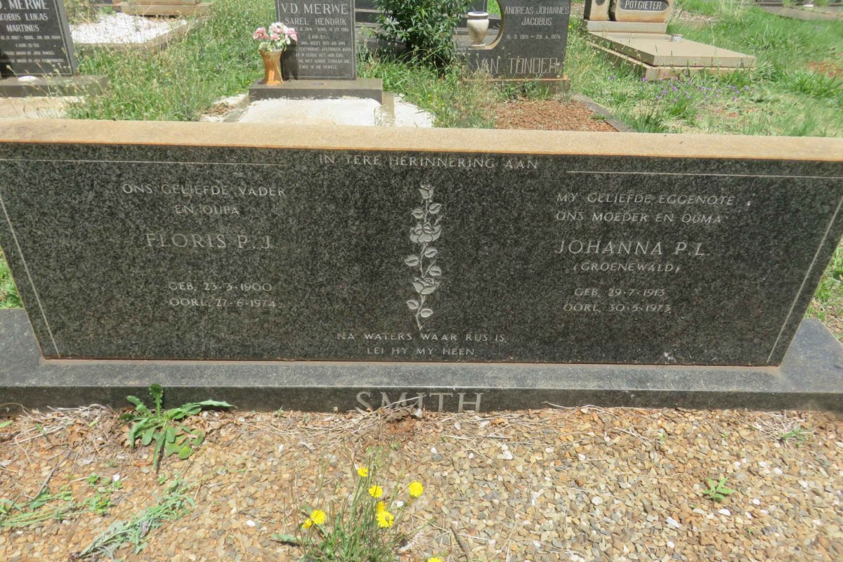 SMITH Floris P.J. 1900-1974 &amp; Johanna P.L. GROENEWALD 1913-1973