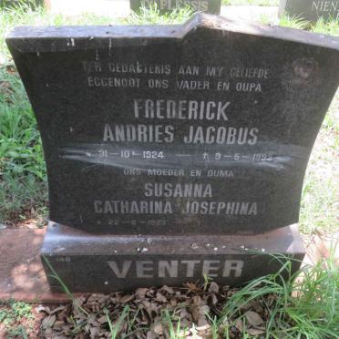 VENTER Frederick Andries Jacobus 1924-1993 &amp; Susanna Catharina Josephina 1923-