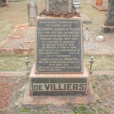 VILLIERS Hendrik Jacobus, de 1883-1936 :: DE VILLIERS Maretha -1938