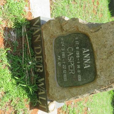 WALT Casper, van der 1915-1999 &amp; Anna 1919-1991