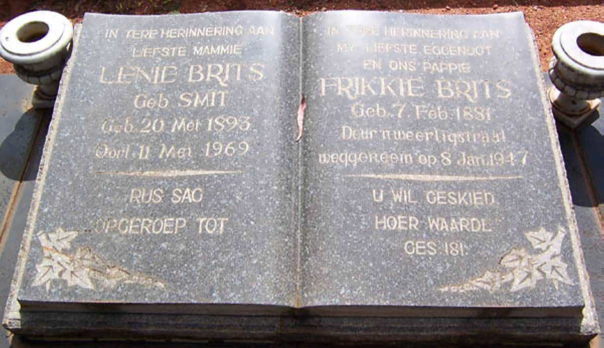 BRITS Frikkie 1881-1947 &amp; Lenie SMIT 1893-1969