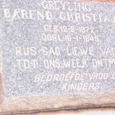 GREYLING Barend Christiaan 1872-1945