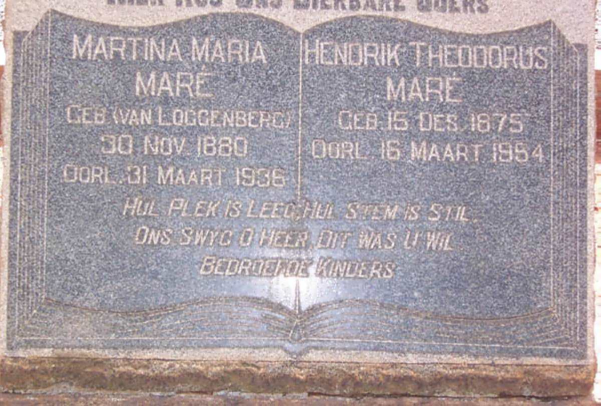 MARE Hendrik Theodorus 1875-1954 &amp; Martina Maria LOGGENBERG 1880-1936