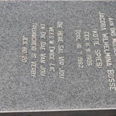 BOSSE Jacoba Wilhelmina nee SPIES 1909-1992