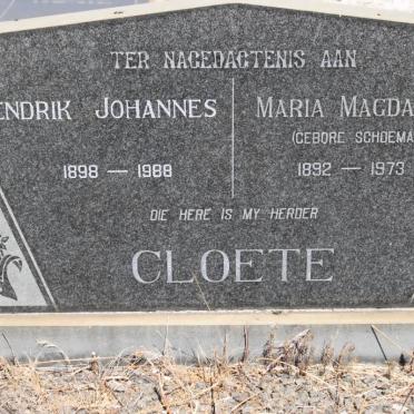 CLOETE Hendrik Johannes 1898-1988 &amp; Maria Magdalena SCHOEMAN 1892-1973