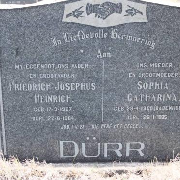 DÜRR Friedrich Josephus Heinrich 1907-1964 &amp; Sophia Catharina BADENHORST 1908-1985