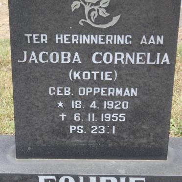 FOURIE Jacoba Cornelia nee OPPERMAN 1920-1955