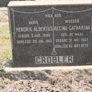 GROBLER Hendrik Albertus 1890-1961 &amp; Regina Catharina DE WAAL 1902-1976